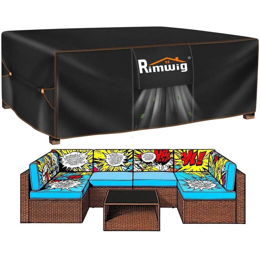 

Чехол для мебельного гарнитура, водонепроницаемый чехол для уличного секционного дивана, чехол для садового обеденного стола и стульев 120 Д x 90 Ш x 35 В см