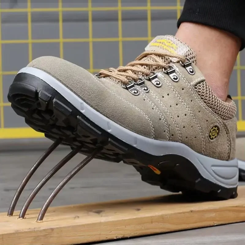 DurableLabor Insurance Shoes Steel Bag Head Stab-proof Smash-proof Breathable Velvet Cowhide Wear-resistant Safety Shoes
