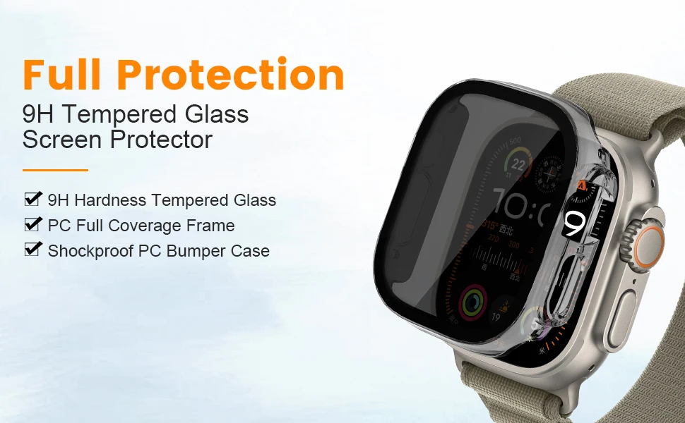 Gehärtetes Glas + Sichtschutz für Apple Watch Ultra2 3 49mm Gehäuse Anti-Spy Displayschutzfolie iWatch Series 9 8 7 SE 12 46mm 40 44mm – Detail 2
