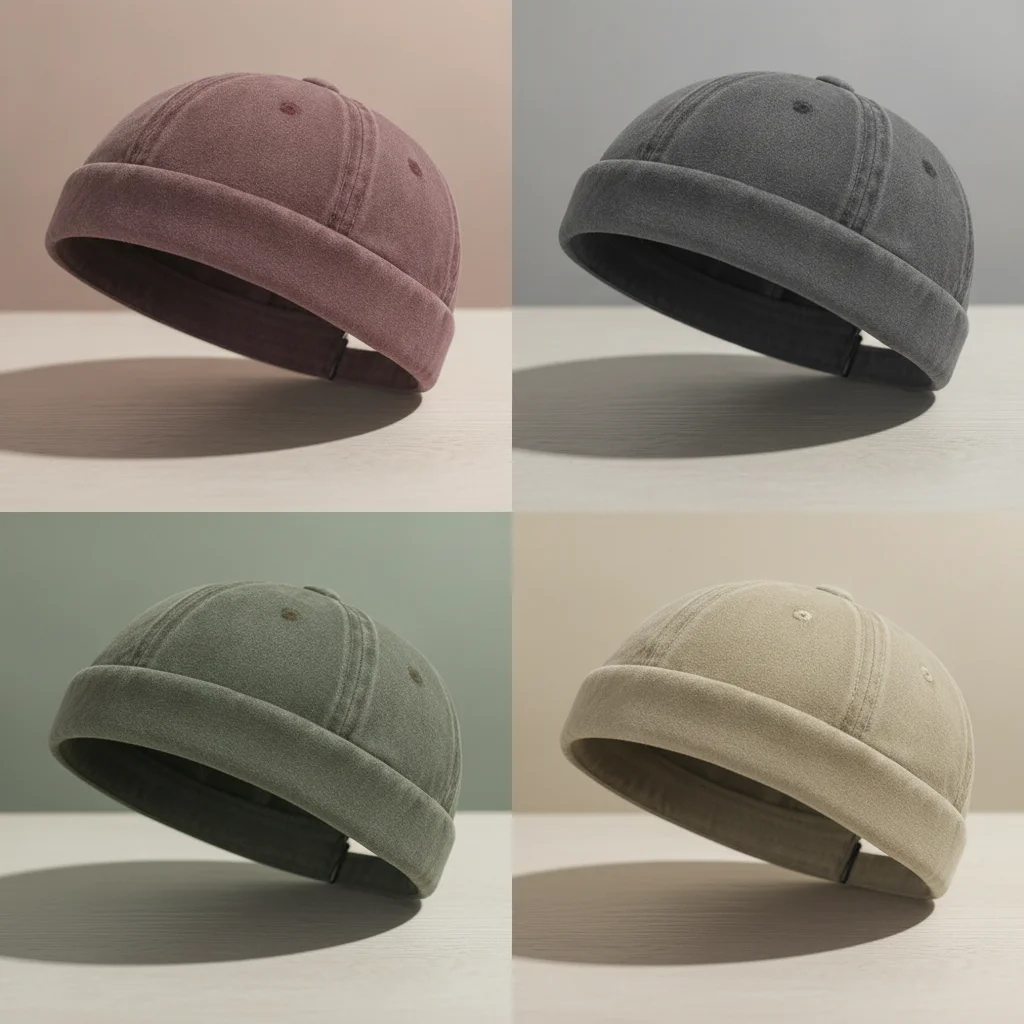 Fashion Hip Hop Beanies Hats Cotton Solid Color Street Hat Brimless Adjustable Landlord Hat Men