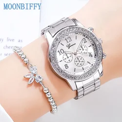 Montre-bracelet de luxe en biscuits pour femme, montre à quartz élégante pour femme, bracelet en acier inoxydable, or rose