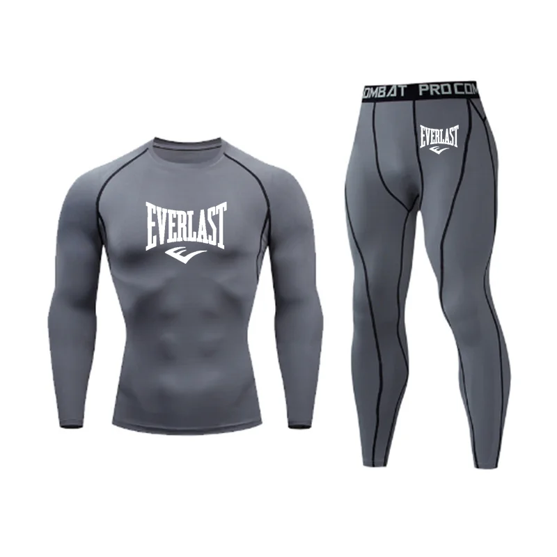 EVERLAST-Sportswear De Compressão Impressa Para Homens, Ginásio De Fitness, Vestuário De Treinamento Apertado, Corrida De Esportes, Roupas De Corrida