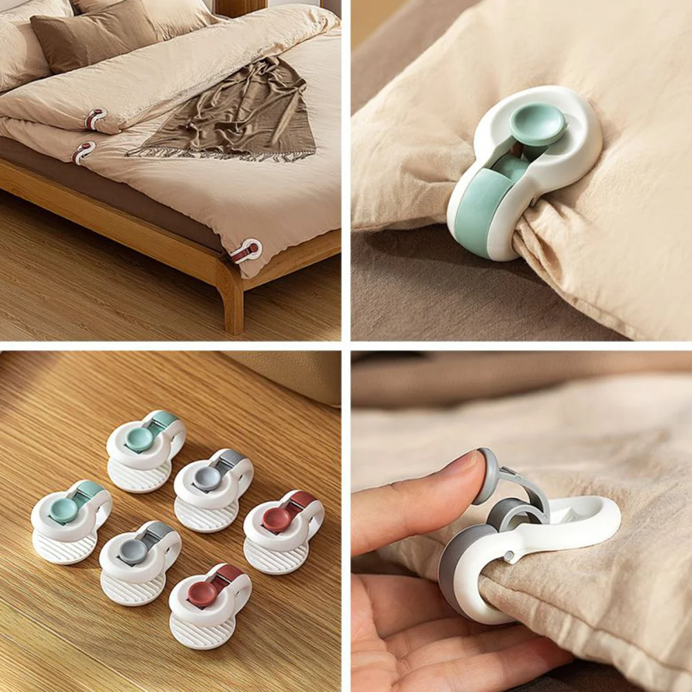 6 pcs Abs Duvet Corner Fastener Bed Sheet Clips For Mattress Pad Tablecloth Slipcovers Quilt Fixer Holder Grey