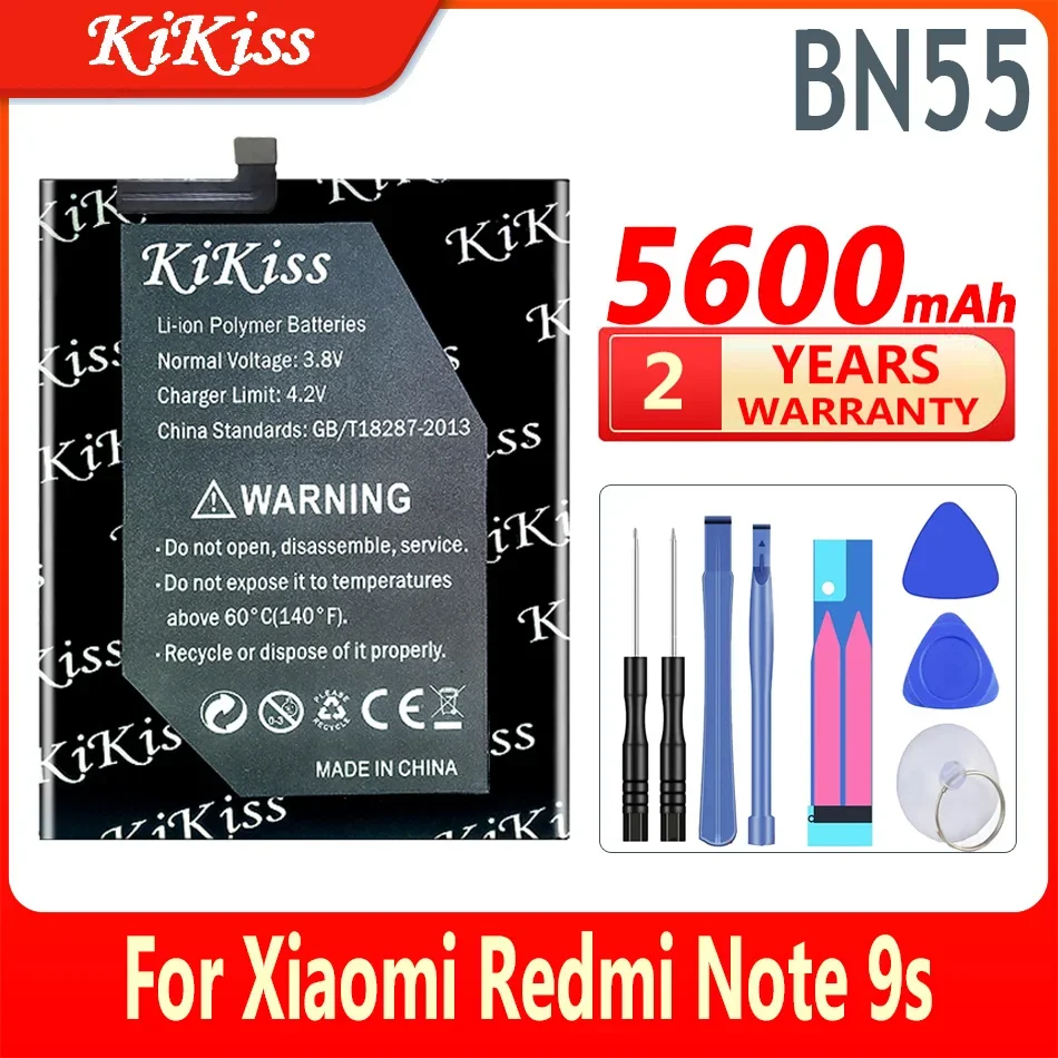 

Сменный аккумулятор KiKiss BN55 для Xiaomi Redmi Note 9S Note9S BN 55, аккумулятор для телефона 5600 мАч