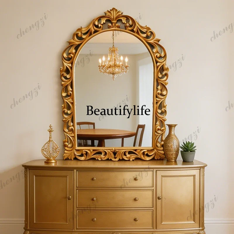 Y136 Y136 French retro bathroom wall-mounted American special-shaped bathroom mirror vanity mirror fireplace porch decorative mi