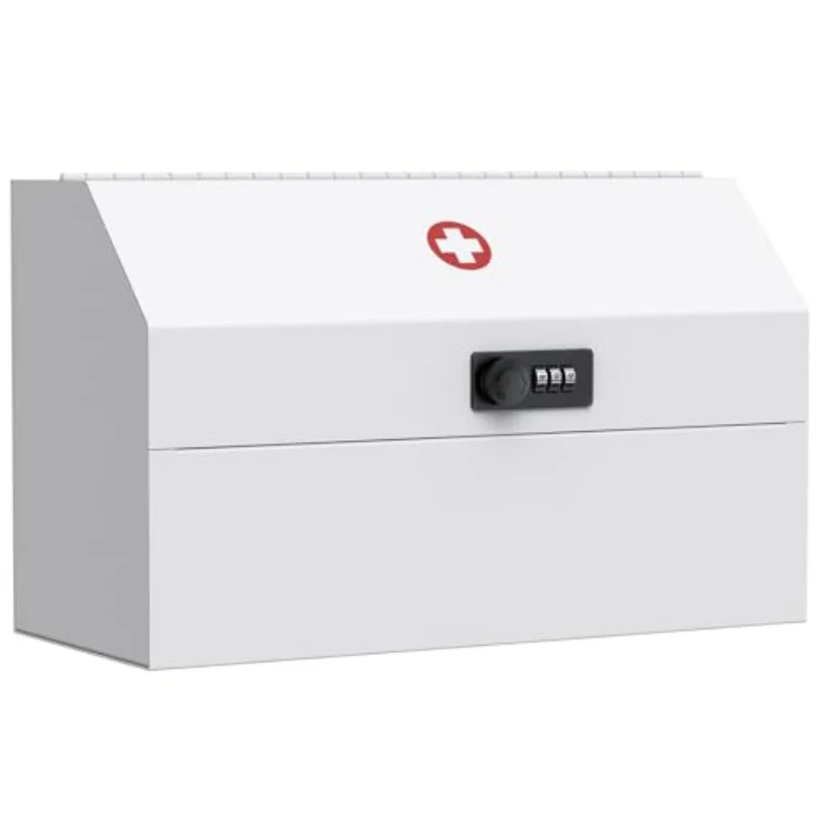

Wall Mount Medicine Cabinet with Combination Lock Locking First Aid Cabinet Lockable Medical Cabinet Small Medicine Organizer S