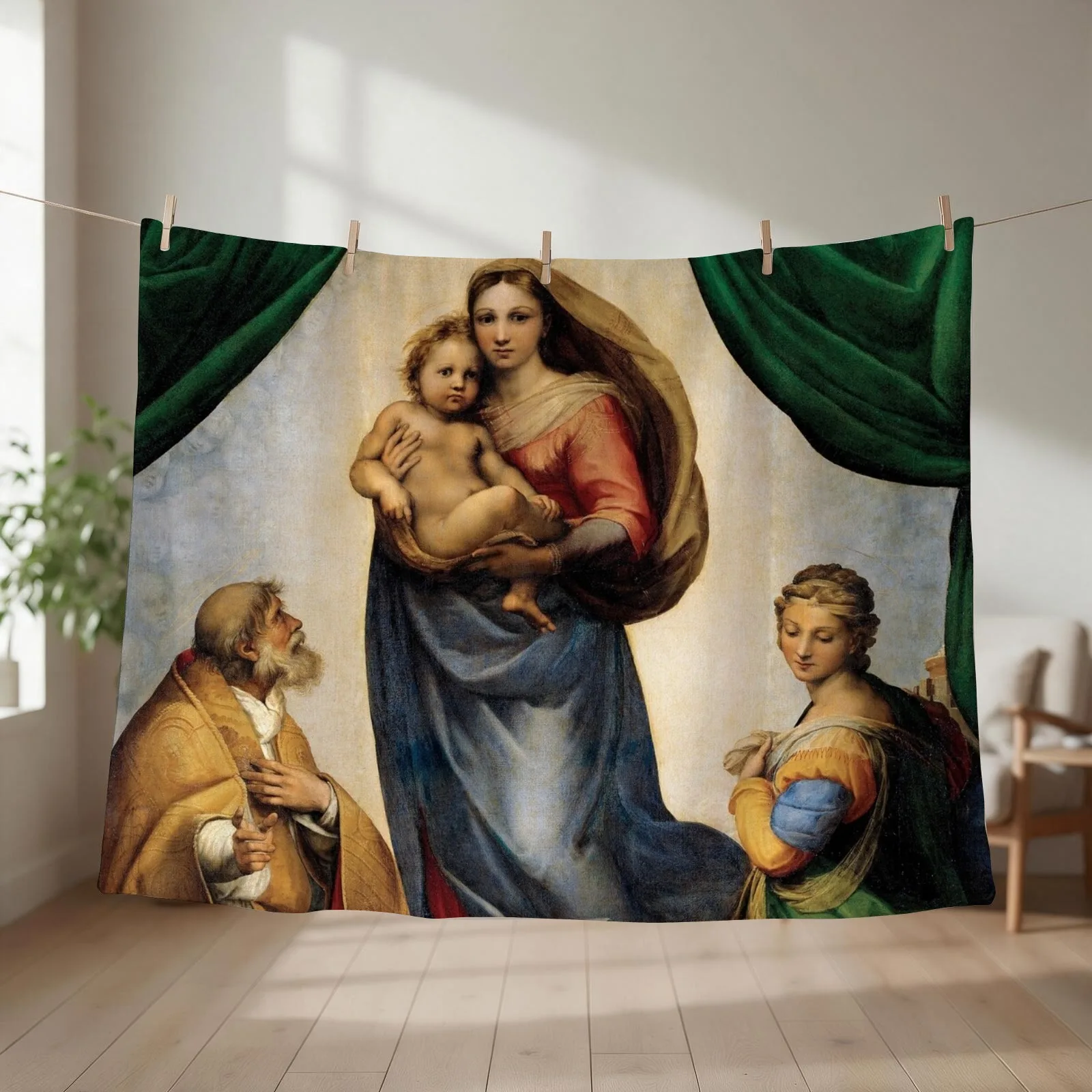 New Sistine Madonna Throw Blanket couch cozy soft plush fuzzy picnic outdoor blanket