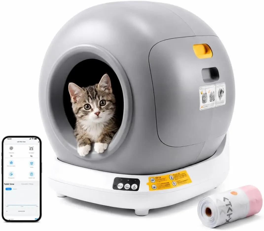 Self-Cleaning Cat Litter Box, 76L Compact, App & Safety Sensors