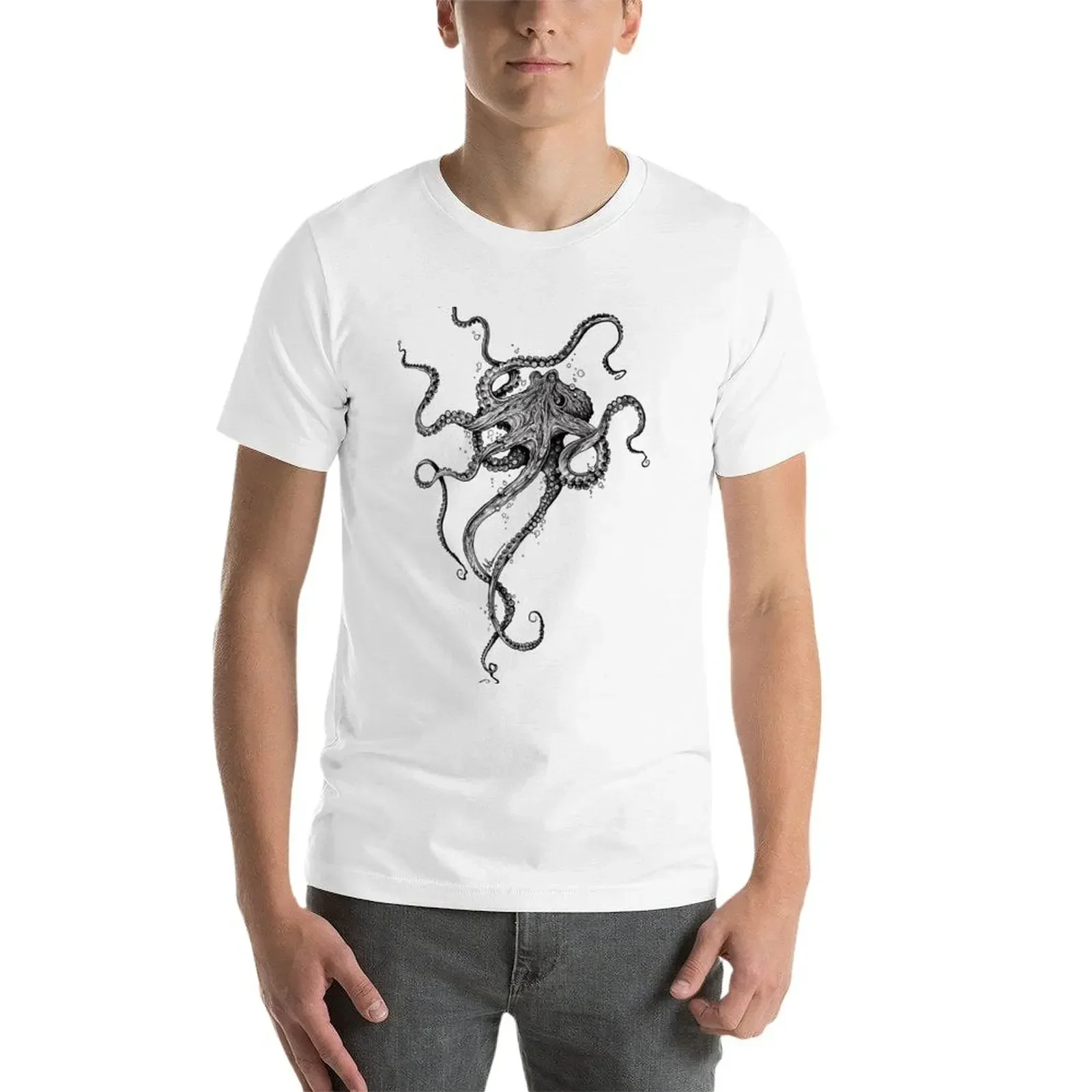 Octopus T-Shirt Koreaanse Mode Baggy Shirts Heren Grote En Hoge T-Shirts