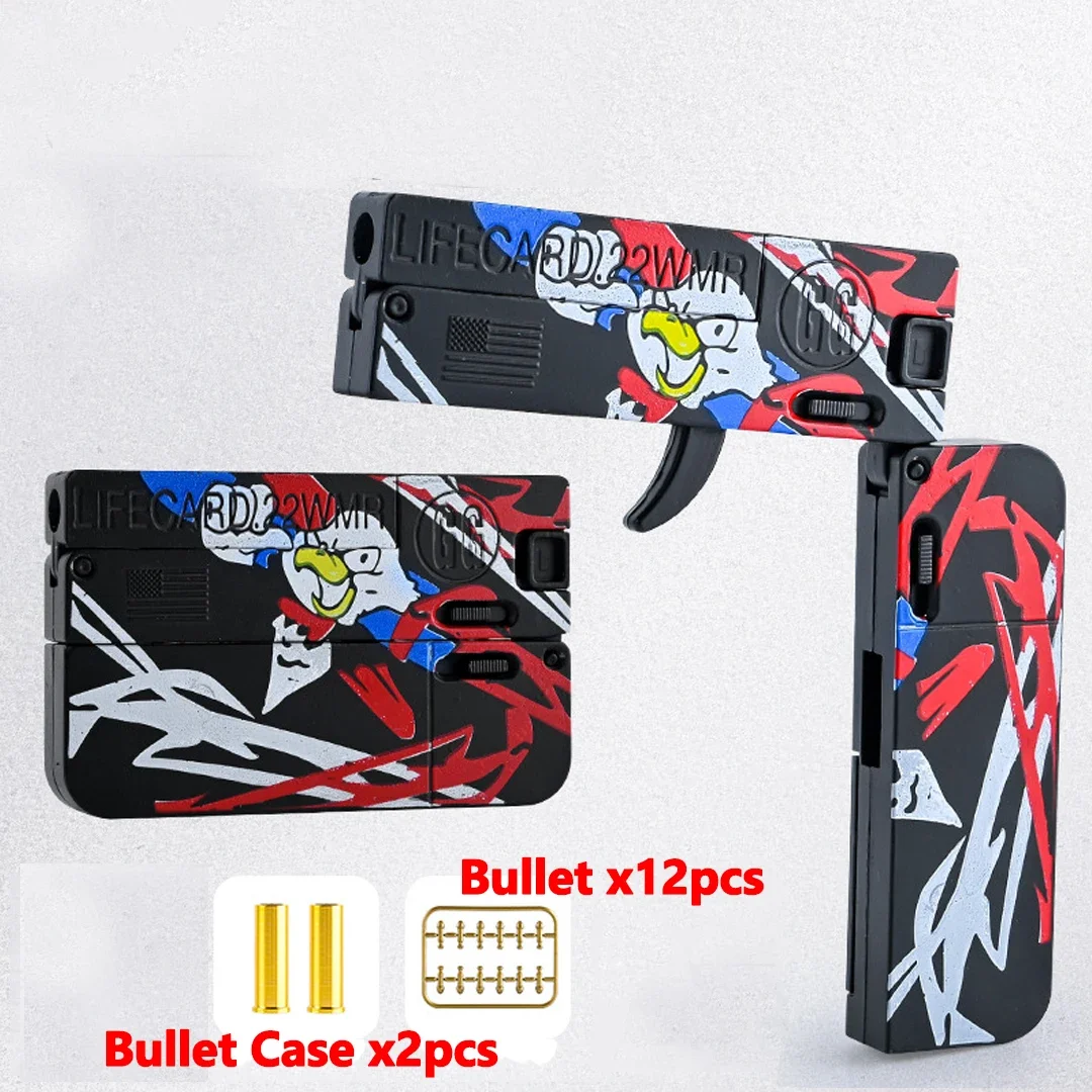 2024 NEW Lif Car Alloy Soft Bullet Gun Folding Children\'s Tide Play Metal Card Gun Boy Toy