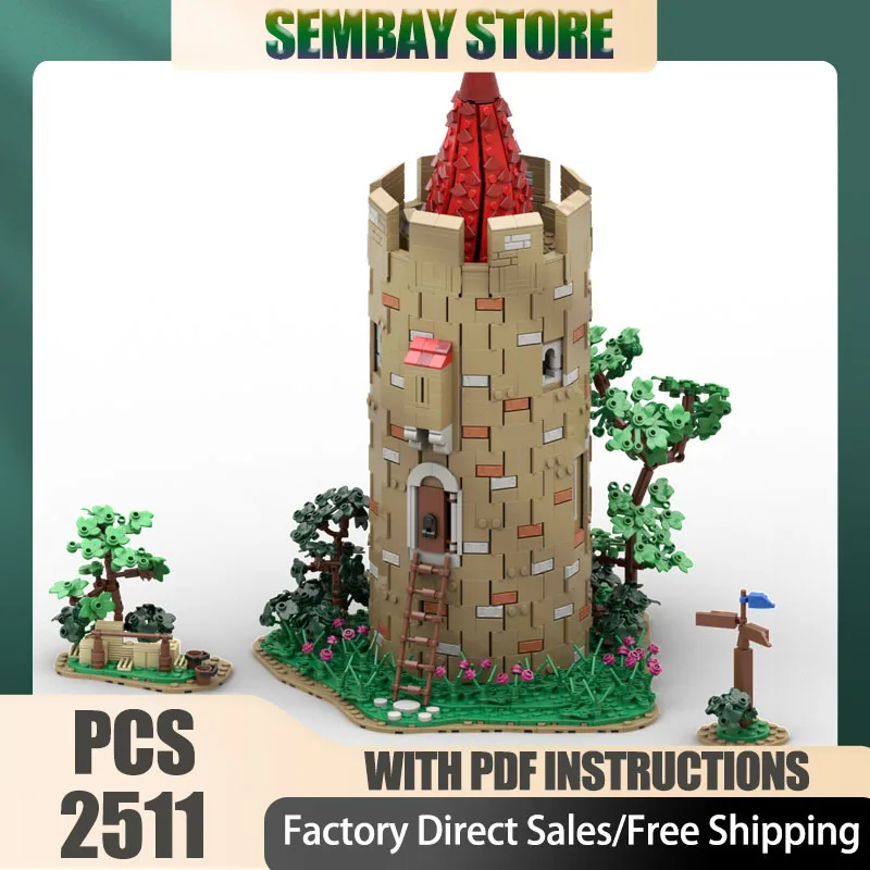 

Medieval Castle Model Moc Building Bricks Modular Outpost Tower Model Technology Blocks Christmas DIY Toy Construction Gifts
