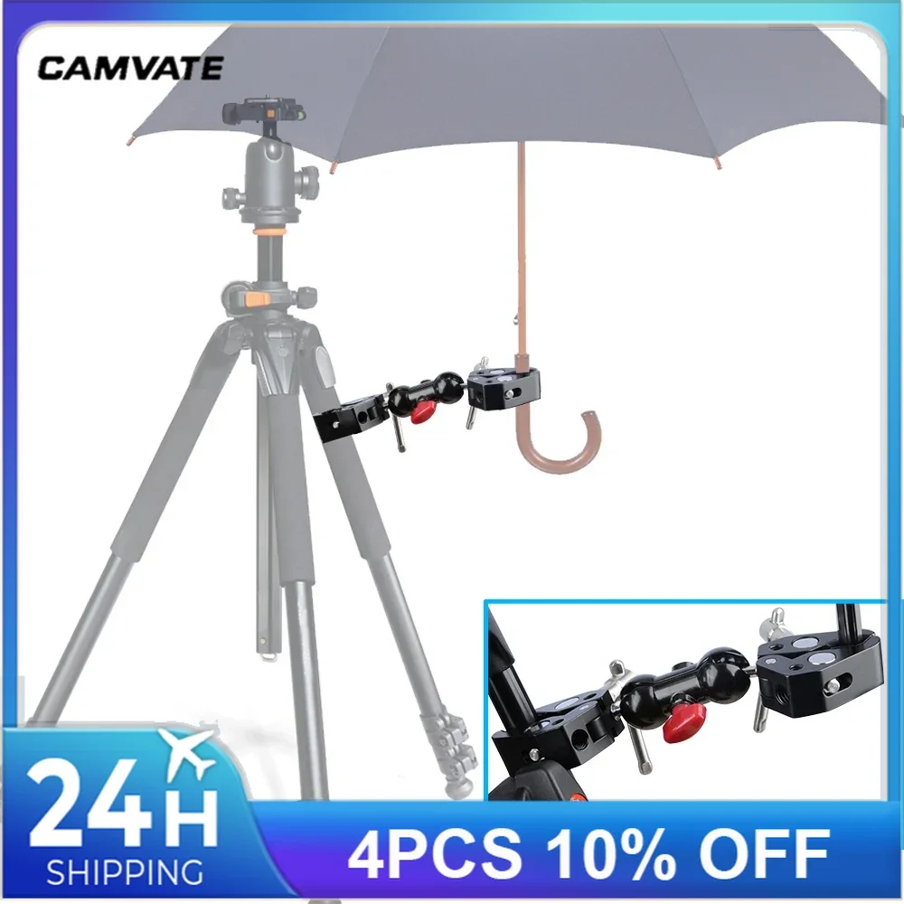 CAMVATE Articulating Magic Arm + Super Crab Clamp Plier Clip with  360°Swivel Ball Head For LCD Monitor/LED Light/Audio Recorder