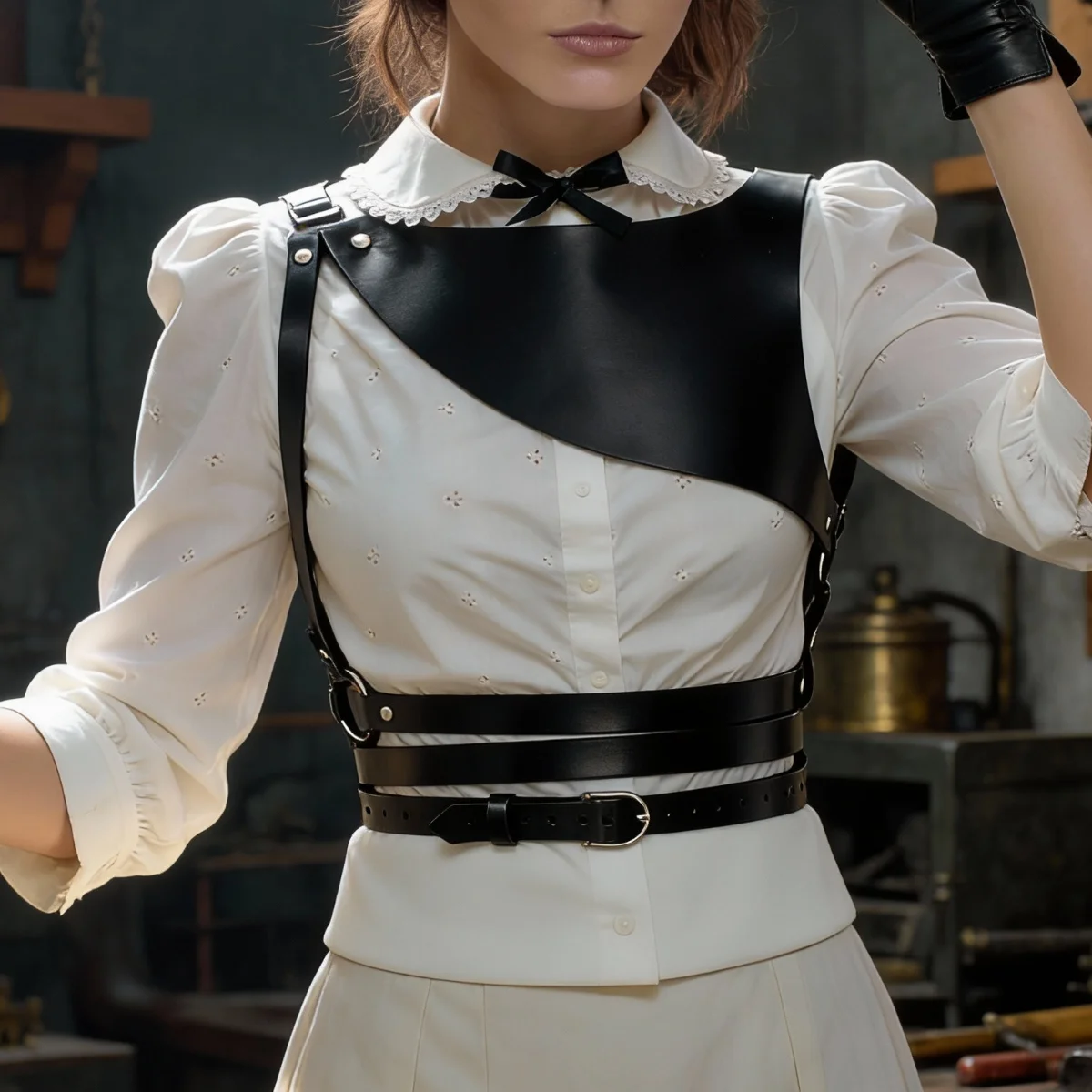 

Женский кожаный жилет-харнес с регулируемыми пряжками, модный аксессуар в стиле панк-рок для концертов