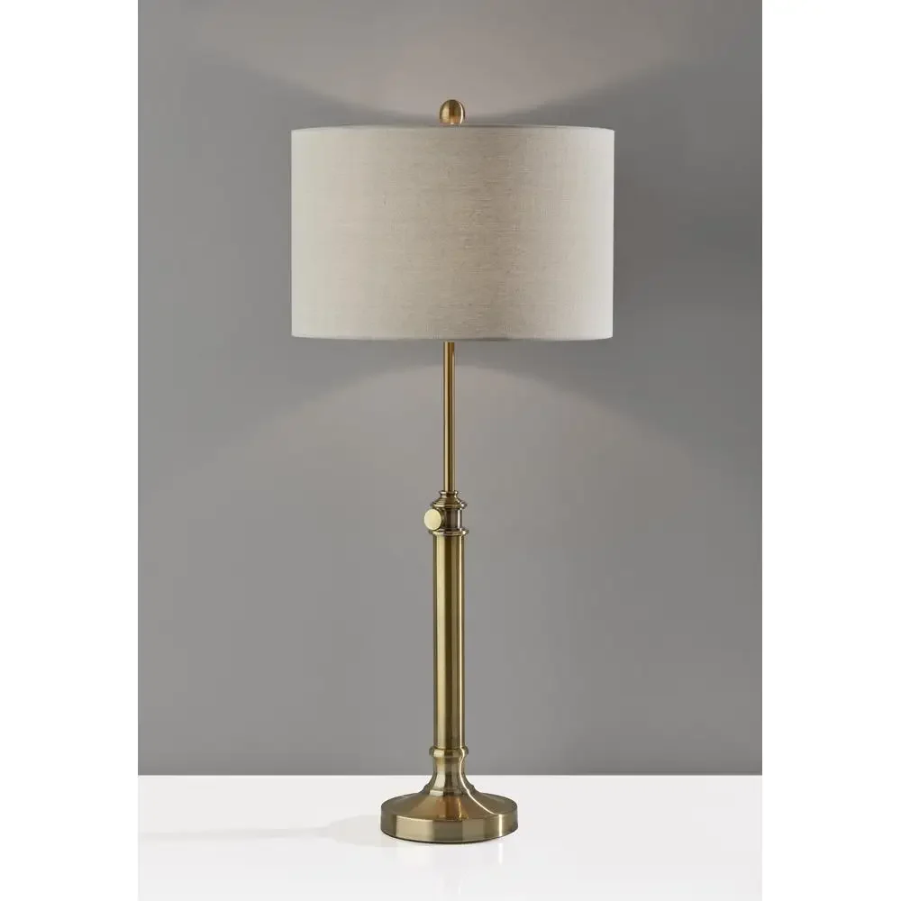 Adjustable Brass Table Lamp Modern Farmhouse Decorative Joint Oatmeal Linen Shade UL/ETL Listed Warmth & Style Unique Height