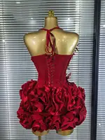 High Quality Black Red Women Sexy Halter Full Florals 2 Pieces Set Bodycon Mini Bandage Dress Celebrate Nightclub Party Wear - Image 6