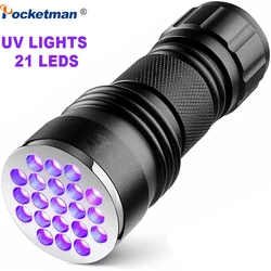 UV Flashlight 21LED 12LED UV Light 395-400nm LED Flashlight with UV Black Light Waterproof Pet Urine Detector