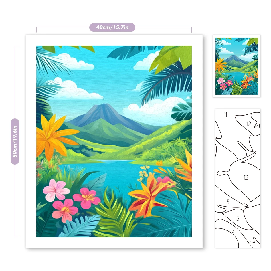 SDOYUNO-Analyste de peinture acrylique pour adultes, peinture par numéro, coloriage de paysage de lac de montagne, artisanat d'art, oeuvre, décoration d'intérieur