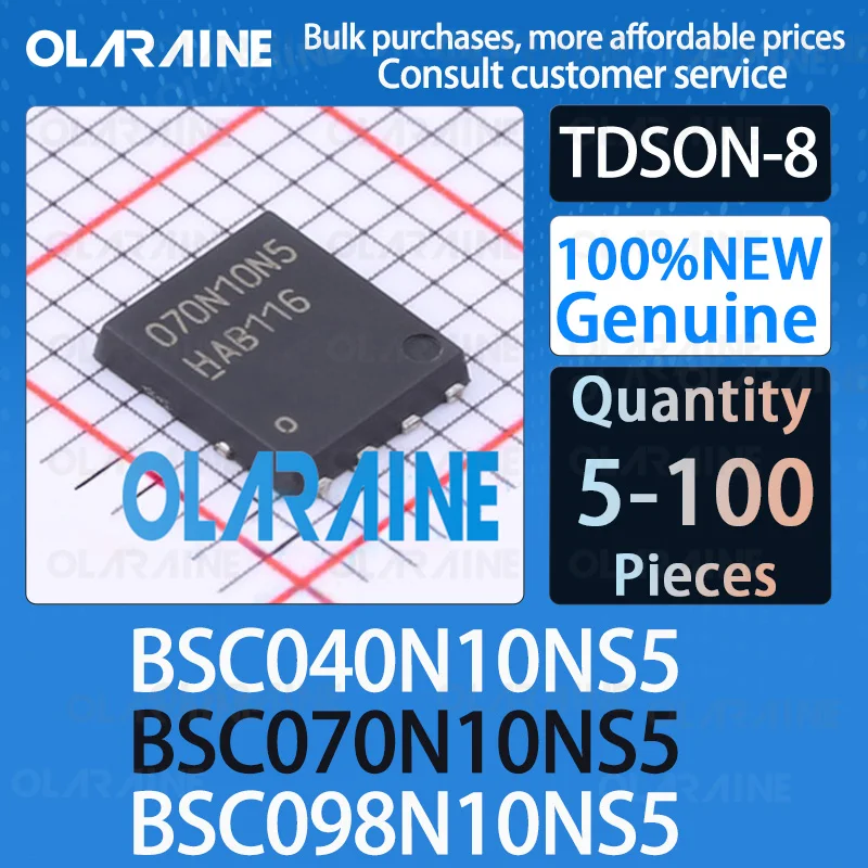 5/10/100Pcs 100%New Original BSC040N10NS5 BSC070N10NS5 BSC098N10NS5 TDSON-8 Transistor MOSFET N-Channel Id-CW Drain Current 60 A