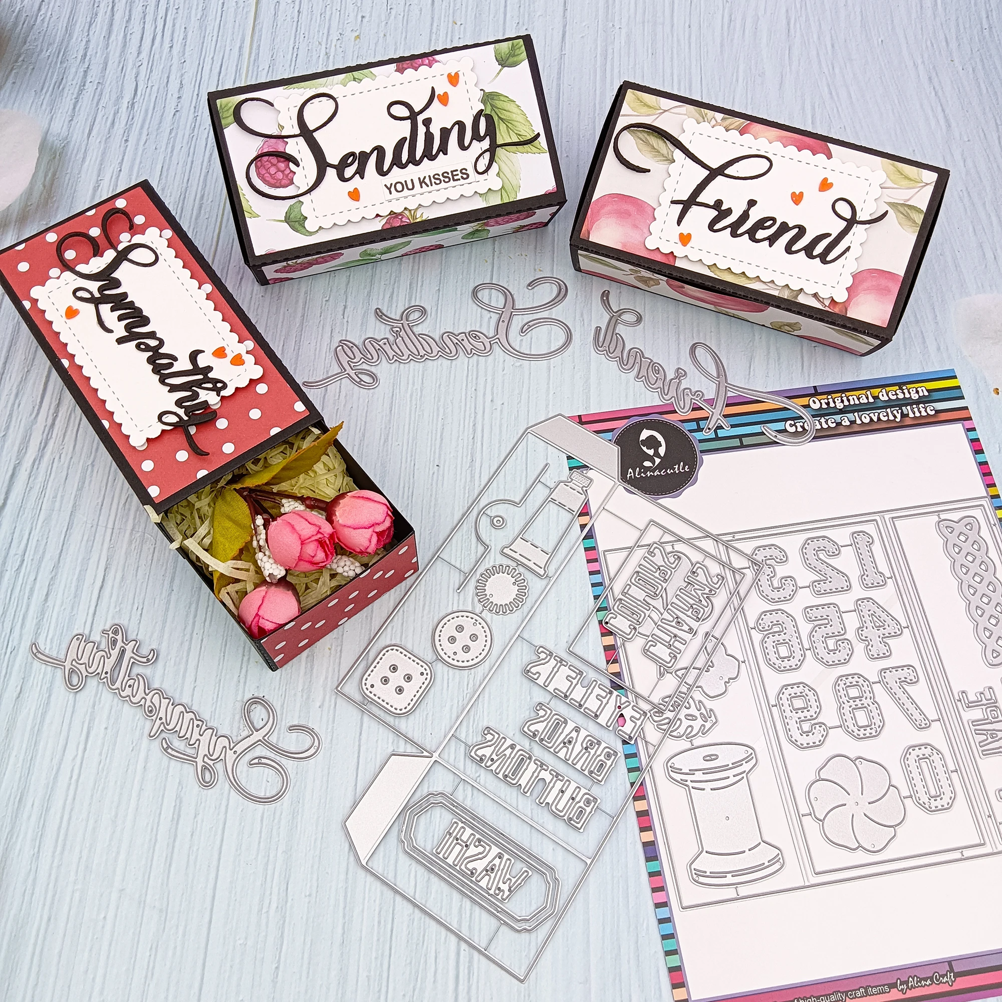 Metall-Stanzformen, Geschenk-Aufbewahrungsbox, Wörter, Scrapbooking, Papier, Bastelalbum, handgefertigt, Kartonstanzer, gestanzt, Kunstschneider, Alinacutle