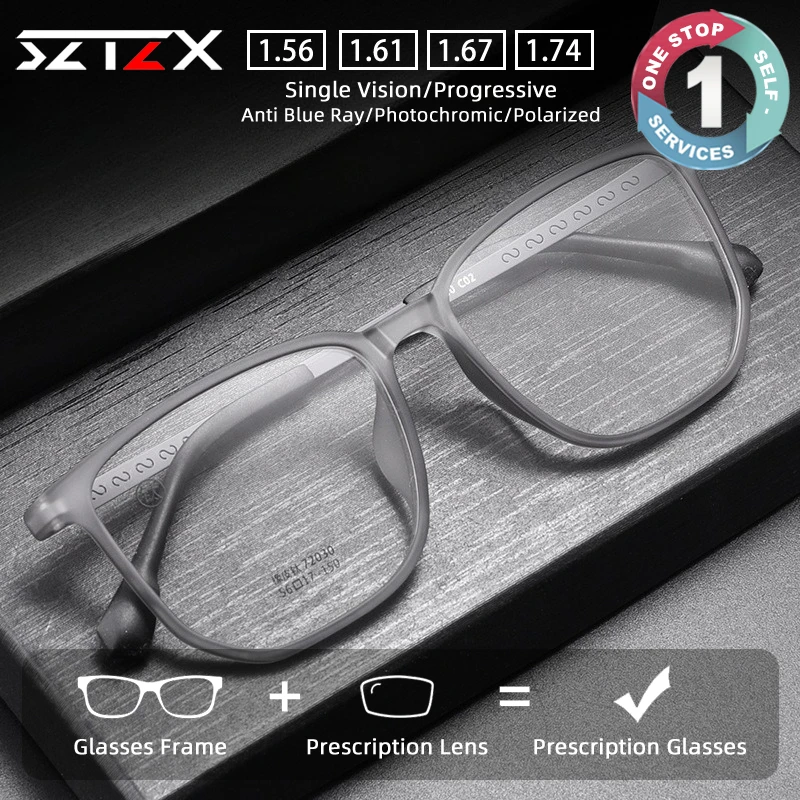 

SZTZX Trend Titanium Rubber Titanium Glasses Legs for Men Women TR90 Reading Glasses Anti Blue Light Progressive Glasses 72030