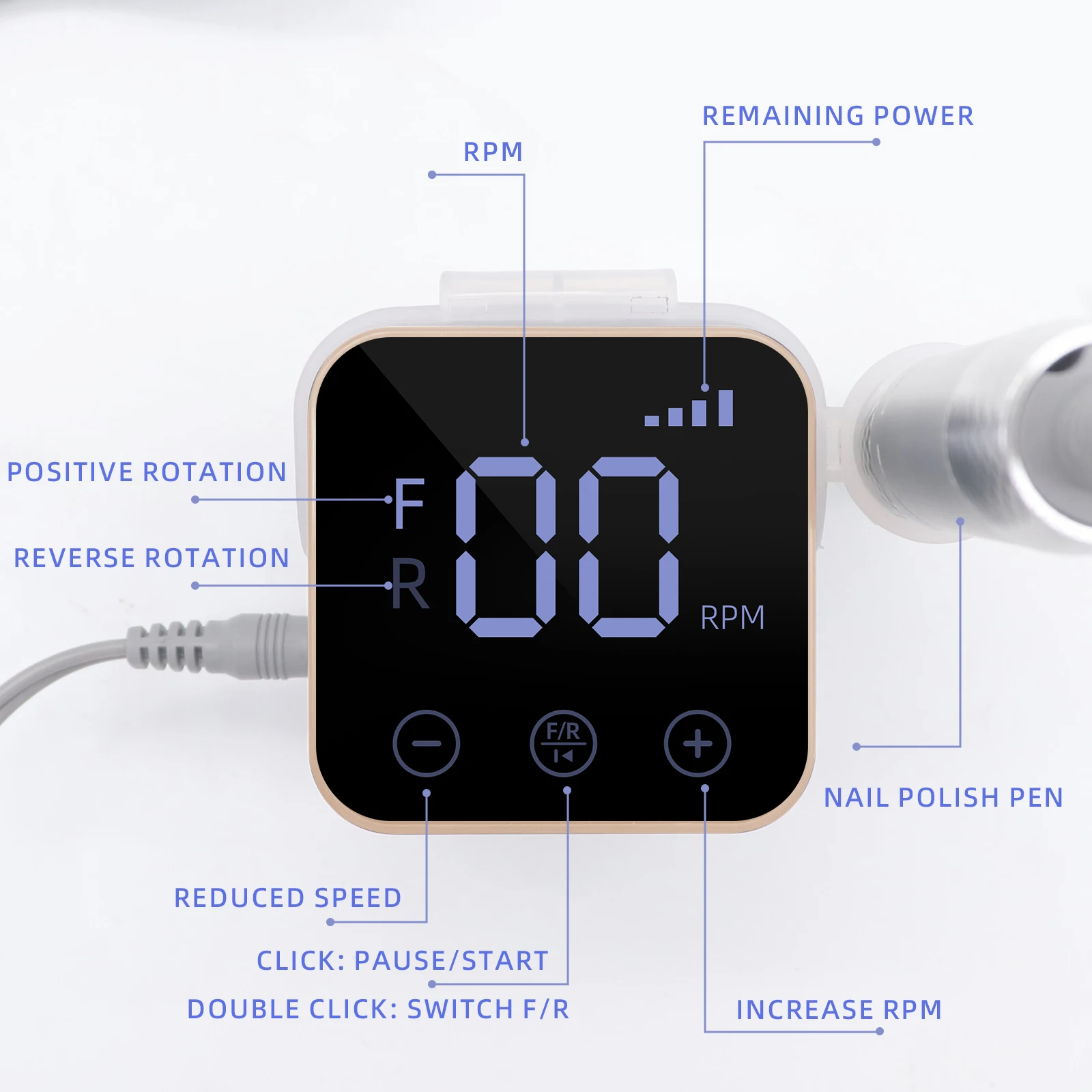قلم ساندر الأظافر لإزالة الأظافر، مطحنة أظافر كهربائية خاصة لإزالة الجلد الميت، شحن مصباح كلمة ذكي، فليب جديد #2