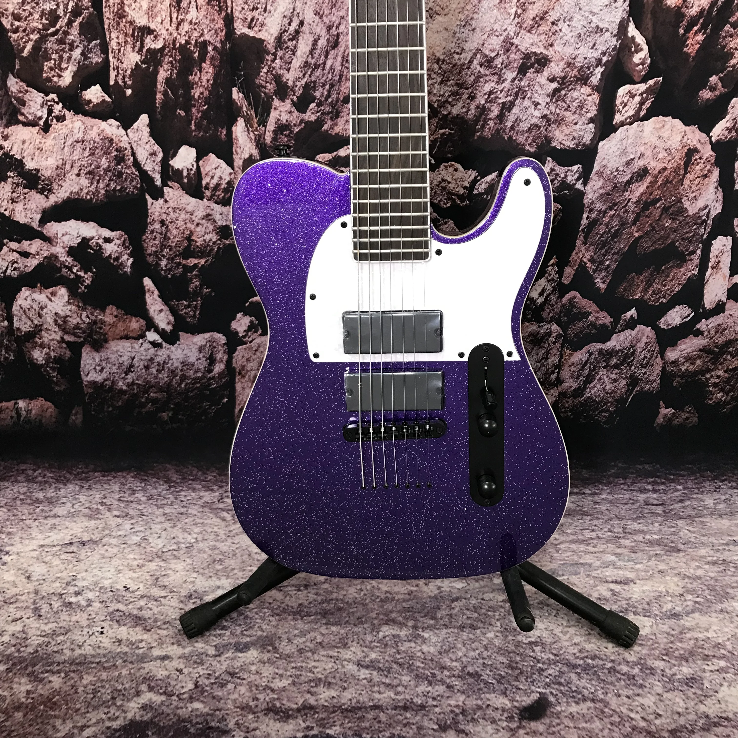 Factory customization electric guitar metal purple color 7 string fixed bridge