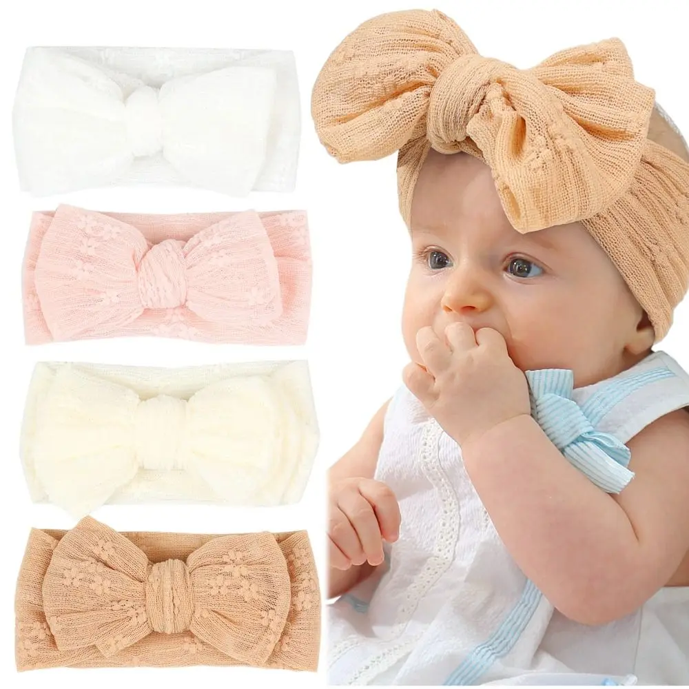 Fashion Mesh Baby Mesh Headband Elastic Headband Double Bow Elastic Headband Bow Embroidered Net Bow Headband