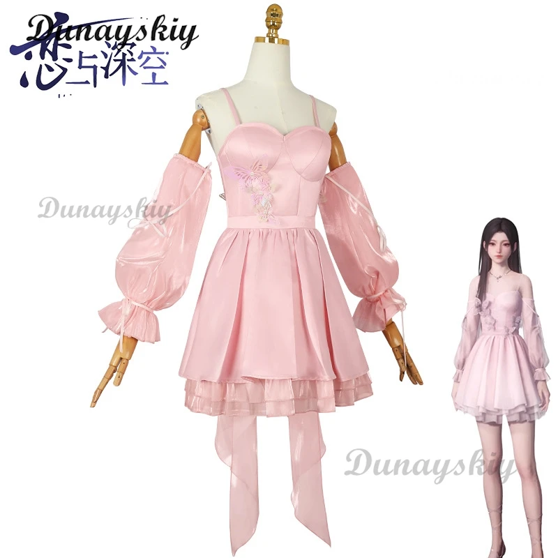 الحب والفضاء العميق البطلة تأثيري حلي شعر مستعار فستان وردي حلو كم قلادة هالوين كرنفال امرأة مخصصة