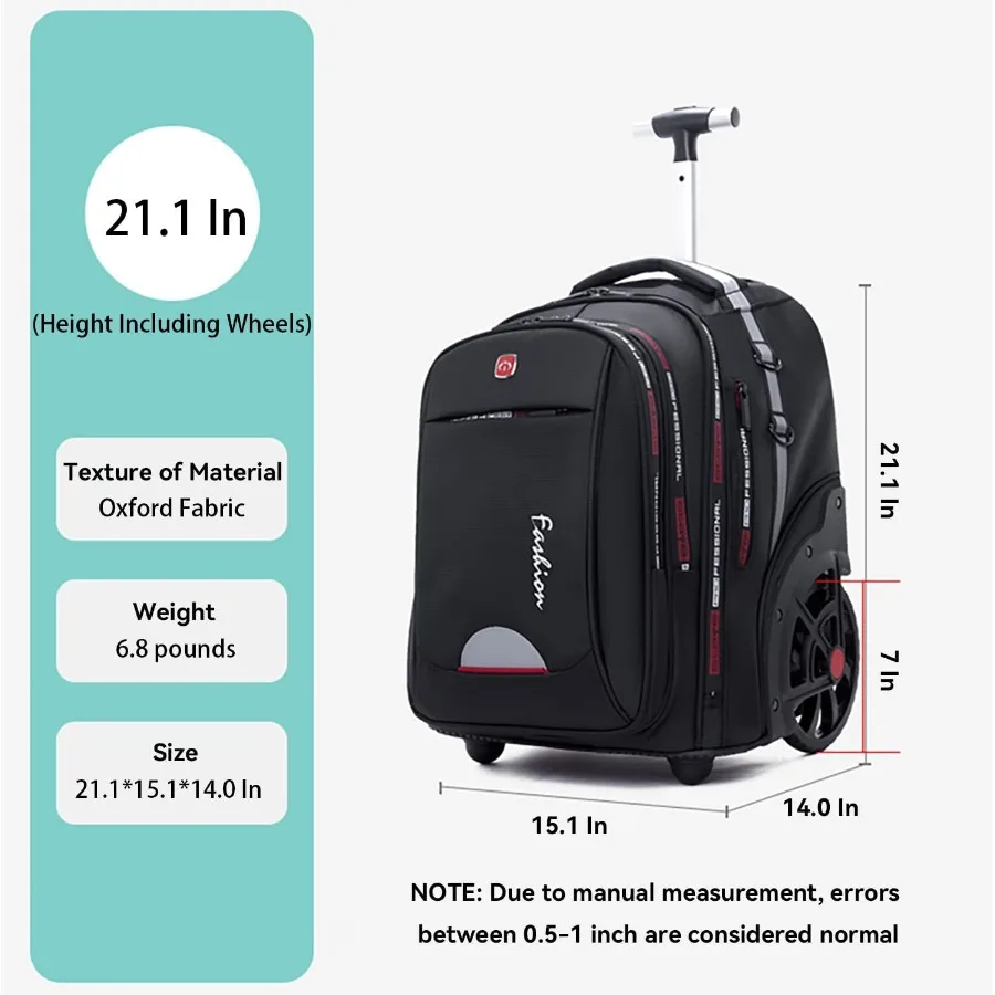 حقيبة ظهر مقاومة للماء للنساء والرجال حقيبة ظهر للكمبيوتر المحمول مع عجلات للبالغين تحمل على حقيبة الظهر بعجلات كبيرة لـ Tr #3