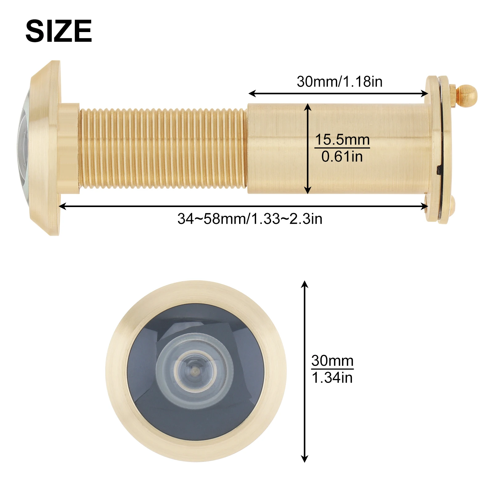 1 PC 16mm 200 ° Door Viewer Peephole Drill Bit Set for 35-55mm Door Thickness HD Optical Glass Lens Security Peek Peep Holes