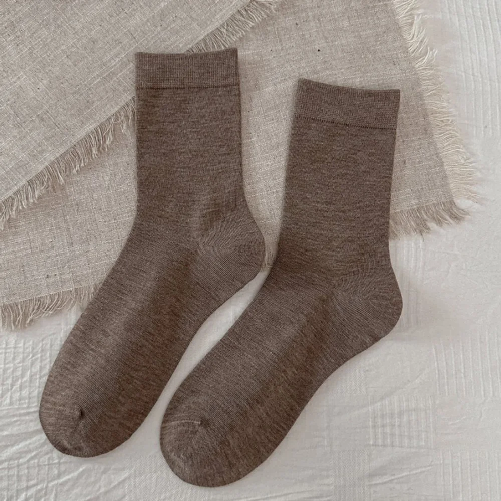 5 Pairs Korean Style Women's Socks Daily Soft Comfortable Wool Socks Cycling Autumn Winter Simple Casual Socken Damen