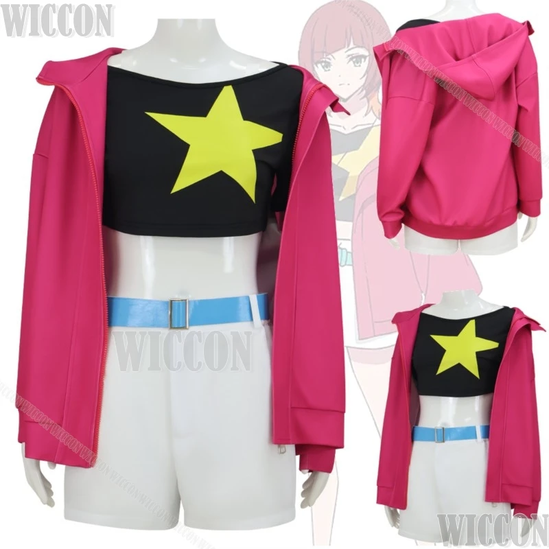 

Костюм для косплея Рены Сакуя из аниме: ярко-розовое пальто, черный топ, белые рубашки, синий пояс. Полный комплект одежды для женщин и девушек на Хэллоуин.