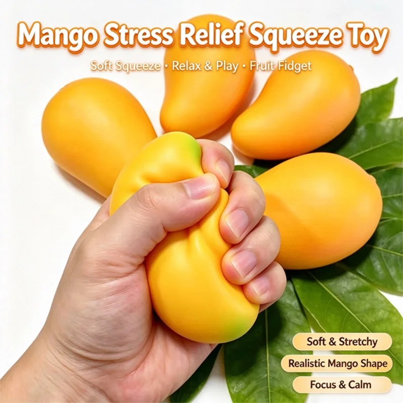 Color Changing Mango Squishy Fidget Toy, Soft Sensory Squeeze Ball, Anti-Anxiety Stress Relief Fidget Toy Party Gifts