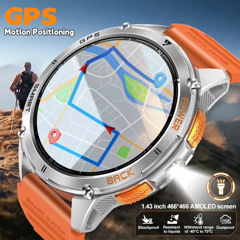 

LIGE New Premium GPS Smart Watch Outdoor Altimeter Barometer AMOLED Screen Flashlight Compass Military Sport Men Smartwatch 2025