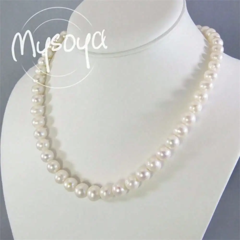 

MYSOYA ожерелье из белого пресноводного жемчуга 7-8 мм жемчуг подарочная коробка подарок для нее свадебные украшения подарок на Рождество, день рождения, годовщину