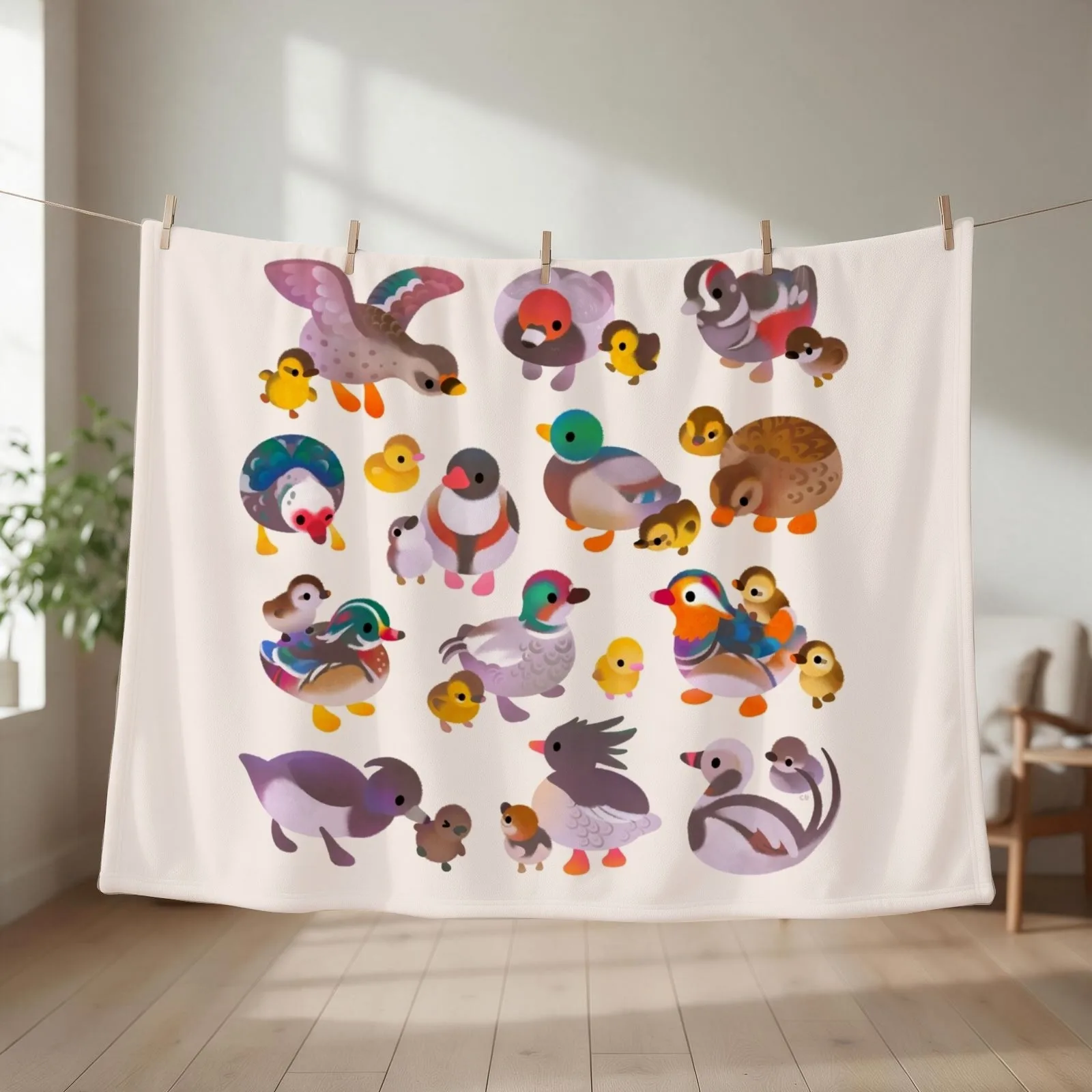 Duck and Duckling Throw Blanket couch cozy soft plush fuzzy picnic outdoor blanket