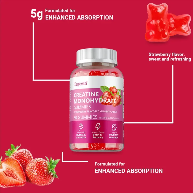 علكات كرياتين مونوهيدرات - دعم تعزيز التركيز والعضلات والقوة والانتعاش والصحة والذاكرة المعرفية - نباتي #5