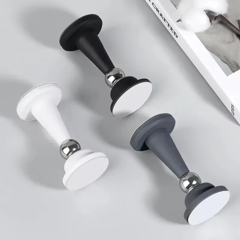 Drill‑Free Strong Magnetic Door Stopper, Silicone Anti‑Collision Floor Door Catch for Bathroom