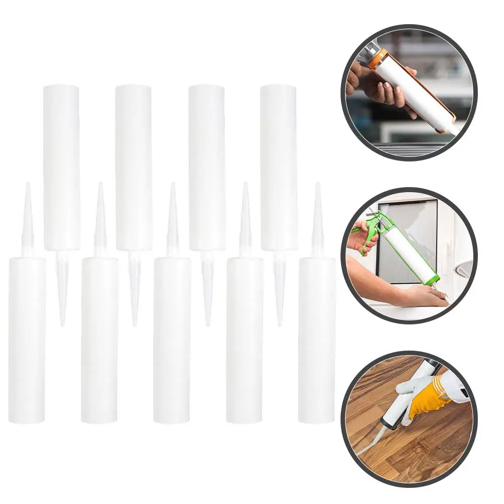Tubos de calafateo vacíos reutilizables, botellas dispensadoras de pegamento de vidrio, contenedores selladores de calafateo, adhesivo de látex para lechada de azulejos epoxi, 9 Uds.