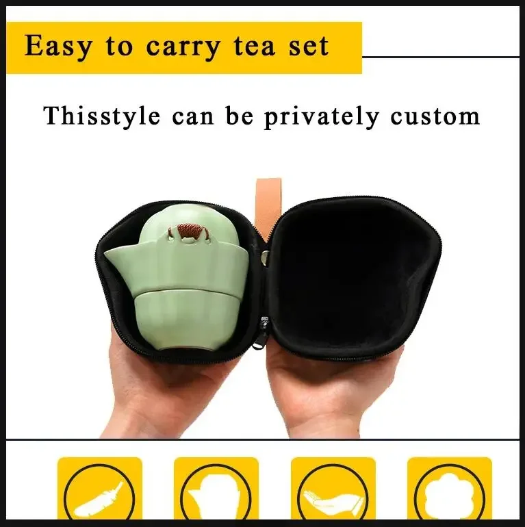 Private Customize Chinese Kung Fu Tea Set Ceramic Portable Teapot Travel Gaiwan Cups of Ceremony Teacup Fine Gift