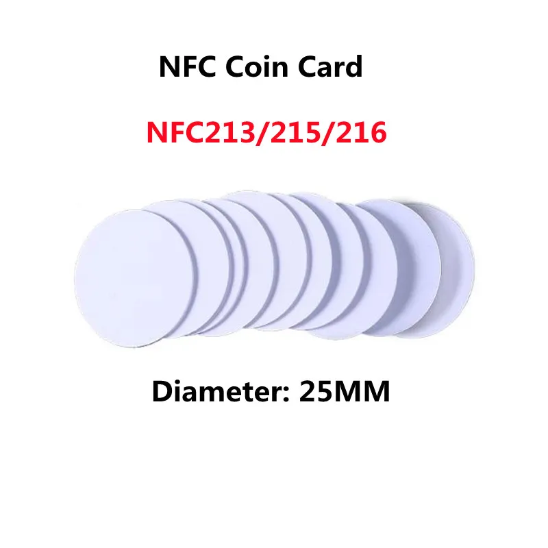 10pcs NFC Chip Ntag216 Ntag215 Ntag213 Coin Card TAG ISO14443A RFID Cards Ntag 213 Chip for all NFC enabled phones