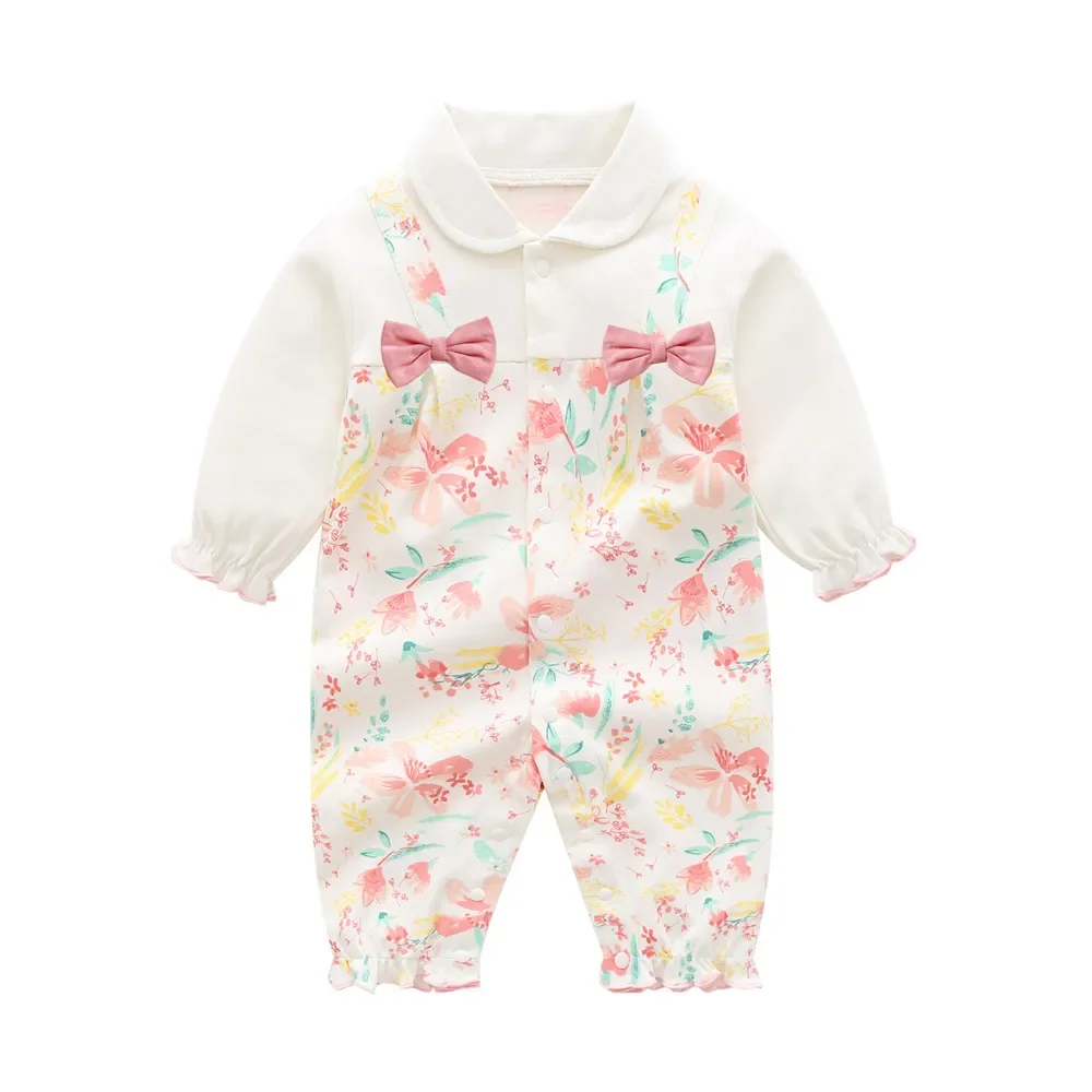 3-12M Newborn baby clothes spring autumn print girl clothing long sleeve soft cotton baby rompers underwear babies sleepwear