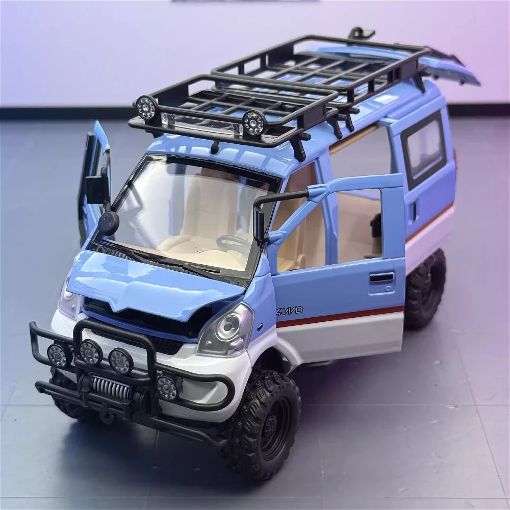 

1:24 WULING Off-road Van Liuzhou Car Toy Model Metal Diecast Sound Light Pull Back High Simulation Vehicles Models Kids Gifts