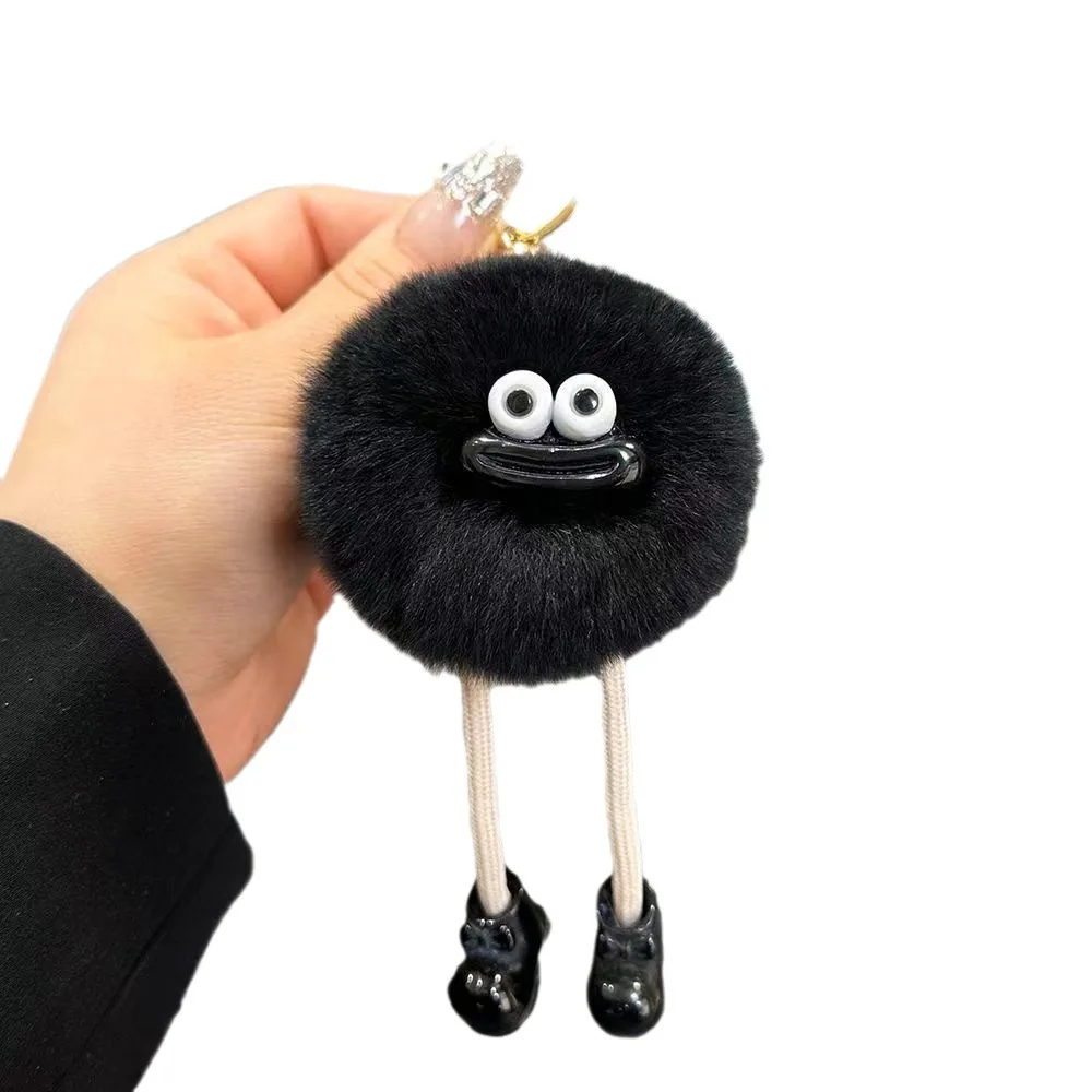 Cute imitation otter rabbit fur big mouth small coal ball car keychain pendant Korean plush toy backpack pendant gift