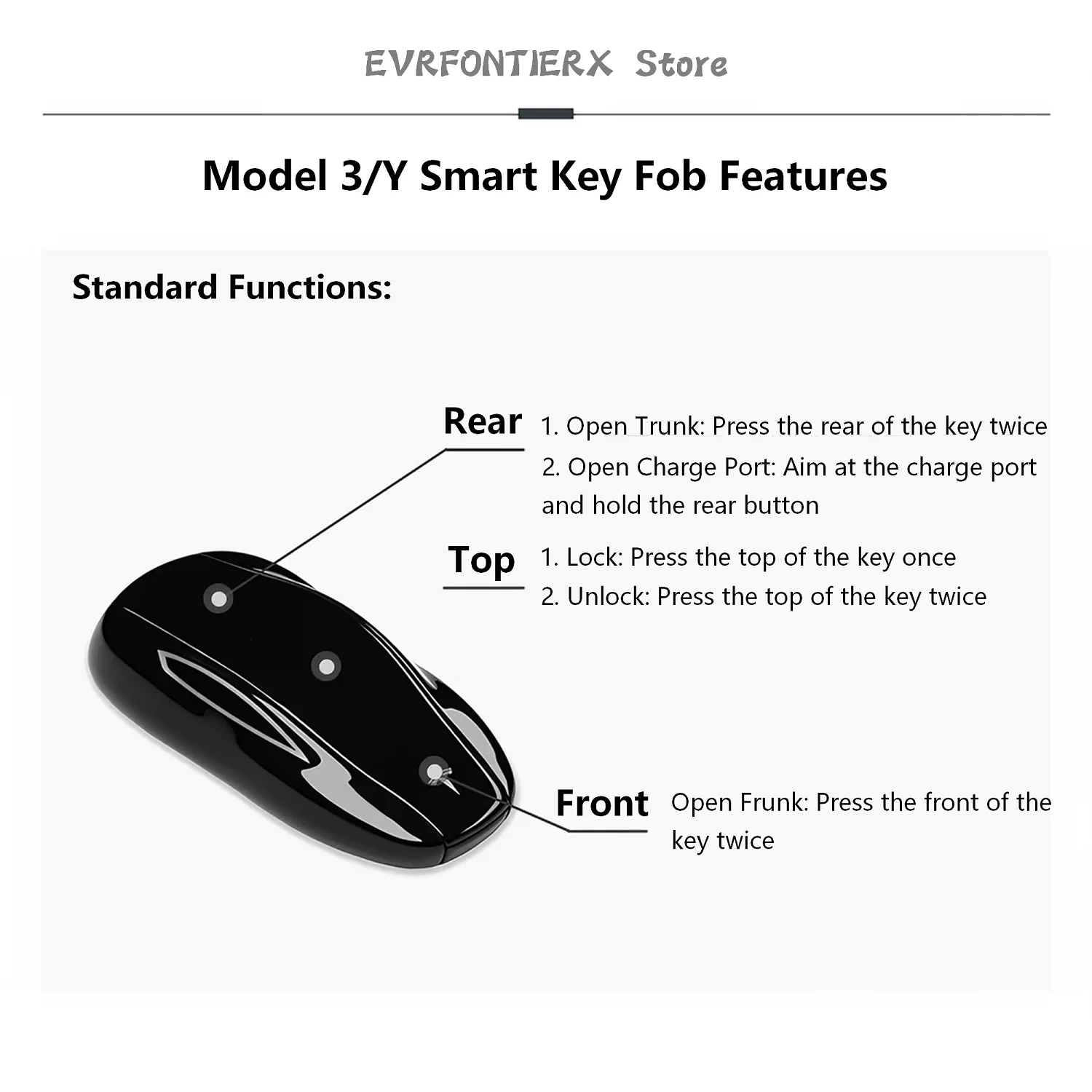 Remote Smart Key Fob For Tesla Model 3/Y Highland Juniper & Model S/X 2021+ Passive Entry Frunk & Trunk Release Not NFC Card Key