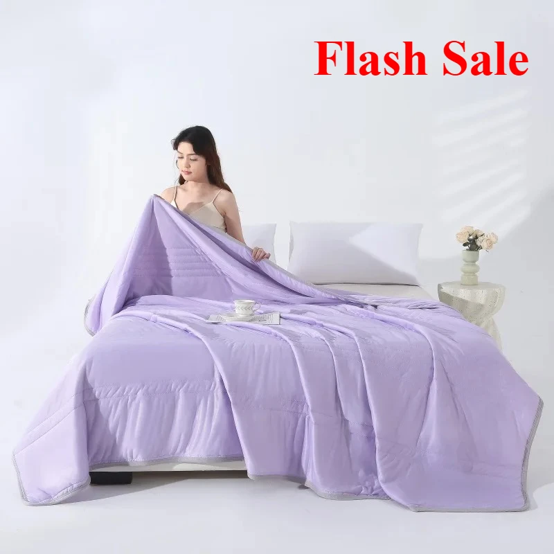New class A summer cool quilt cold silk single double air conditioner quilt solid color cold summer quilt