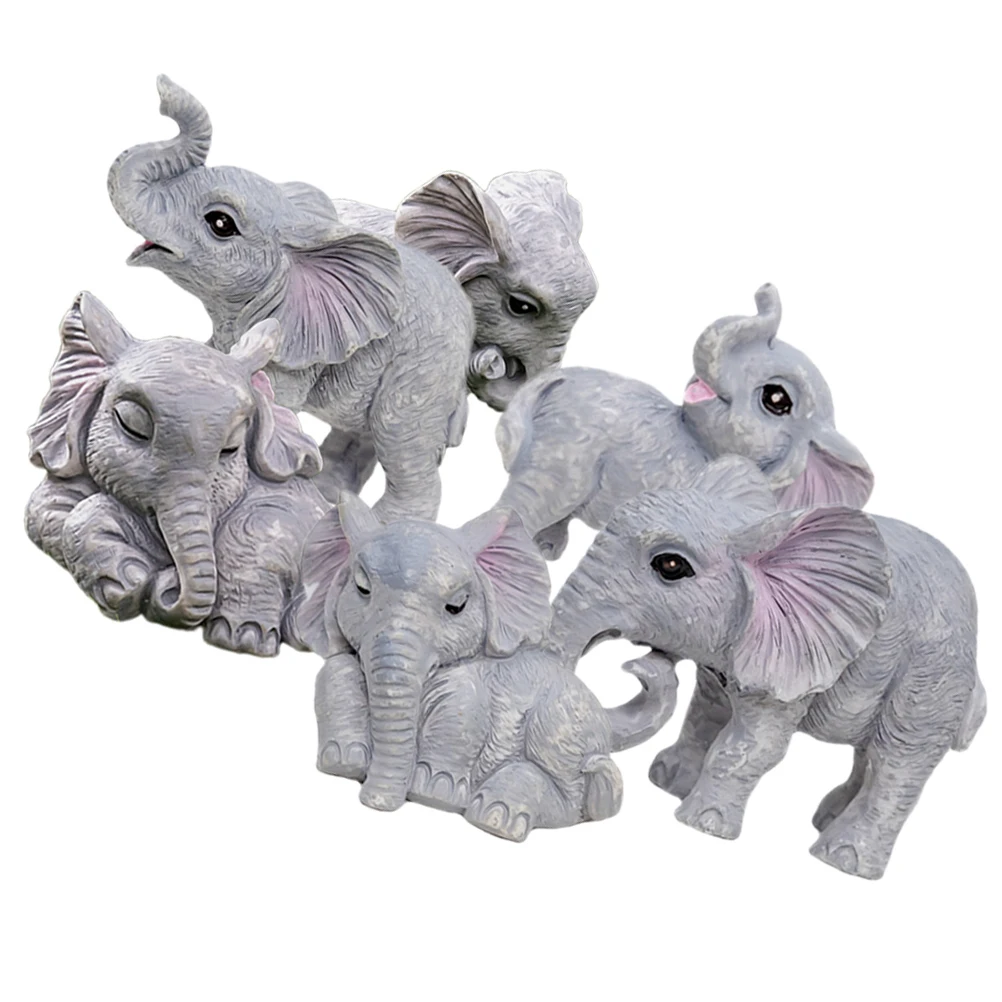 

6pcs Compact Animal Decor Ornaments Resin Cute Animal Statue Decor Micro Landscape Accessory Adorable Figure