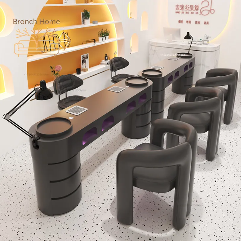 Dark vacuum cleaner, nail salon table and chair set, with sockets, baking light, single/double three, full nail table set