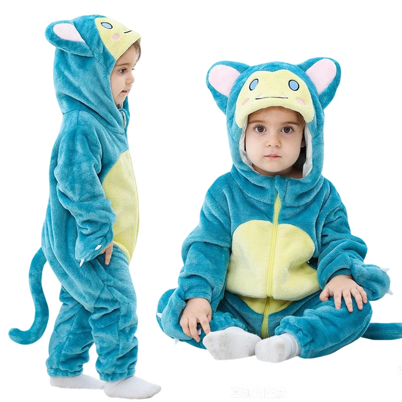 

Детский комбинезон кигурумис, костюм кота с героями мультфильмов, боди, одежда для маленьких мальчиков и девочек, зимняя теплая одежда для младенцев, наряд с животными, вечерние пижамы для косплея