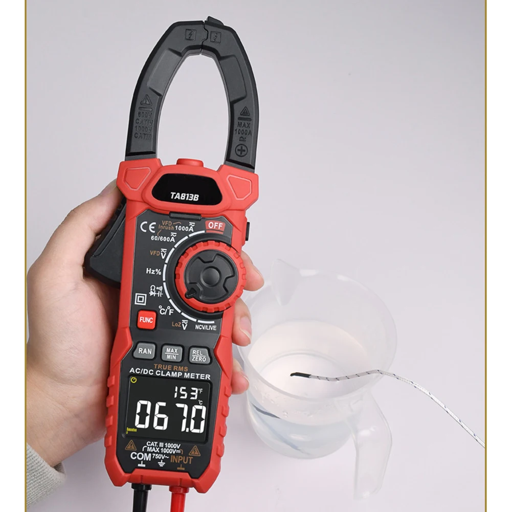 TA813B 1000A True RMS Clamp Meter with NCV Detection Backlit VA Display Multifunctional Electrical Testing Tool